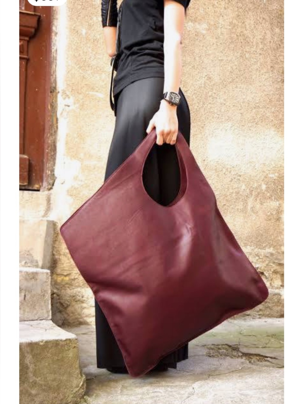 STELLAREESE COLLECTION 
GENEVIEVE ASYMMETRICAL TOTE  NWOT  COLOR Oxblood Red - Picture 3 of 9